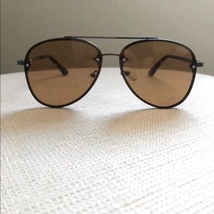 Alexander McQueen MQ0136S 005 Ruthenium Pilot Aviator Sunglasses